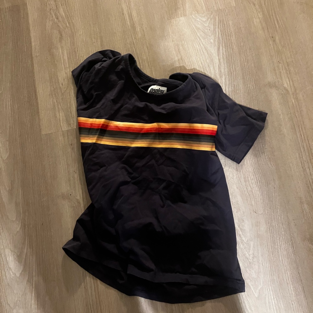 Black T-Shirt with Striped Design